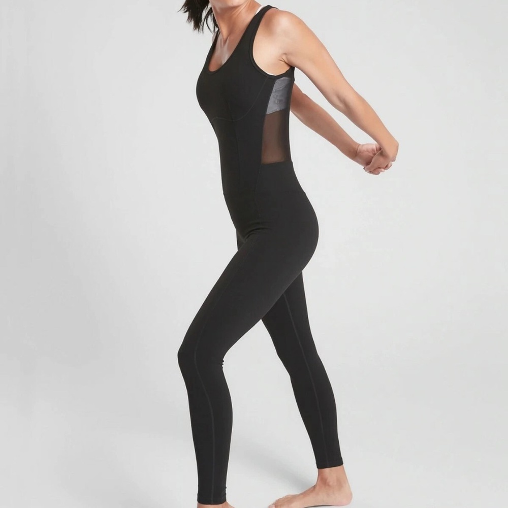 Athleta Black Active Jumpsuit with Mesh Detail
